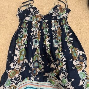 Floral Dress with Blue and Brown Accents